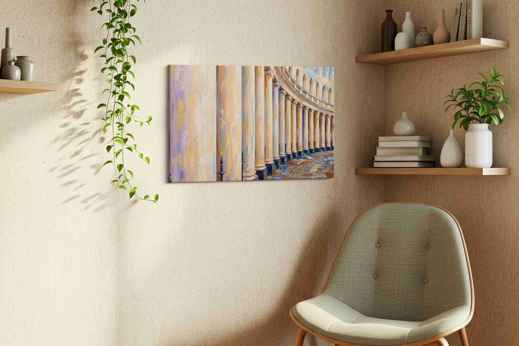 Timeless Echoes of Architecture geometric canvas print, hanging on wall — view 2