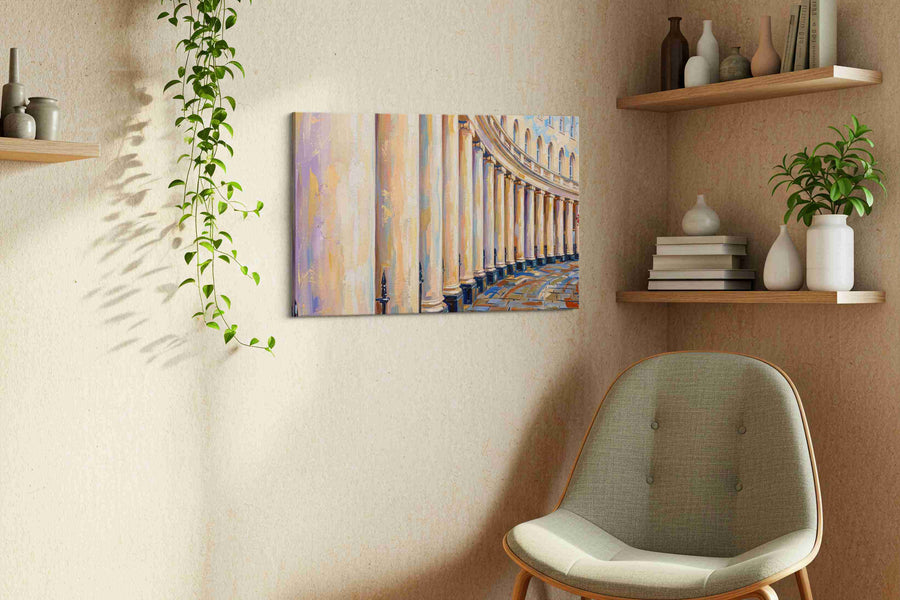 Timeless Echoes of Architecture geometric canvas print, hanging on wall — view 2