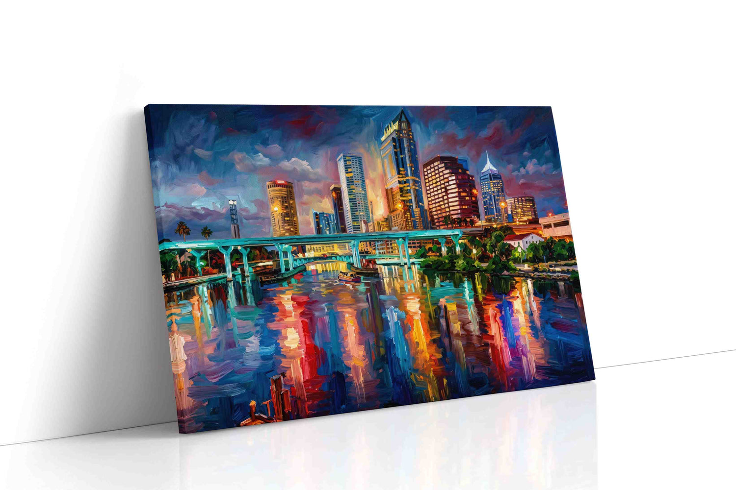 Twilight Symphony Skyline landmarks canvas print, gallery-wrapped, ready to hang