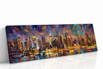 Vibrant City Skies landmarks canvas print, gallery-wrapped, ready to hang