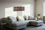 Vibrant City Skies landmarks canvas print in a living room scene