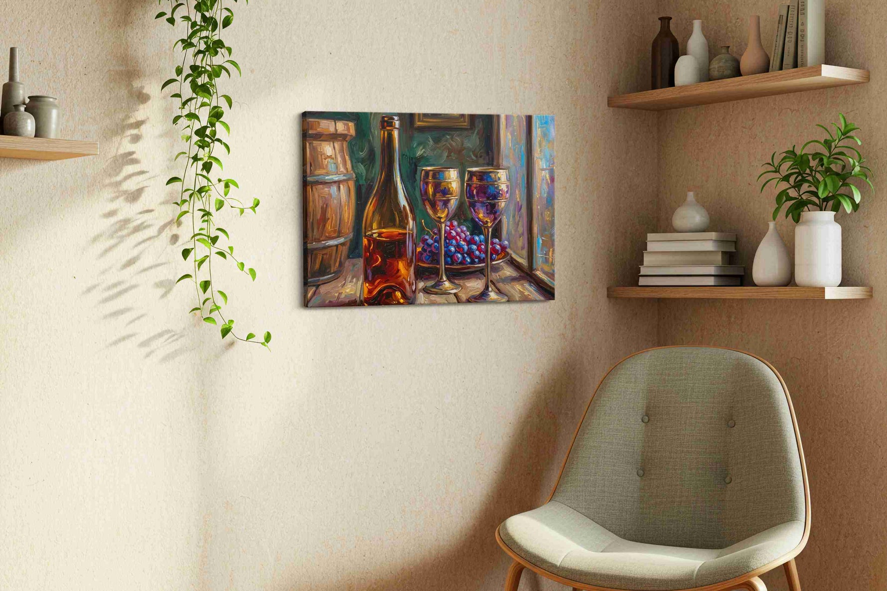 Vin Rouge Reverie wine canvas print, displayed in a living room