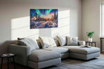 Aurora's Winter Embrace - Winter Wall Art, Snow Canvas Print, Seasonal Decor