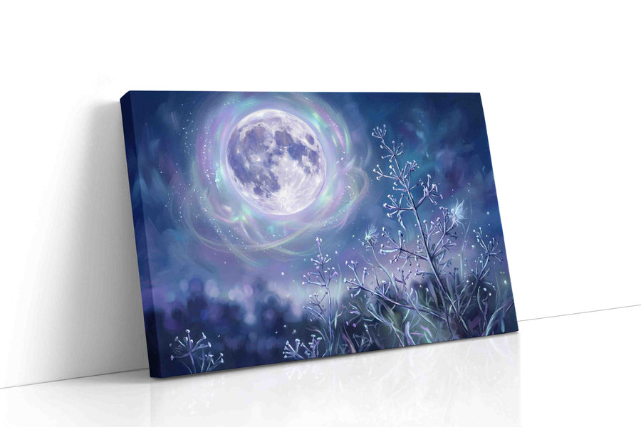 Lunar Whispers in Winter fantasy canvas print gallery-wrapped landscape canvas studio shot