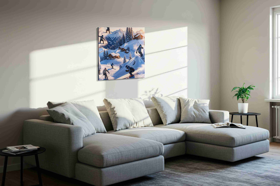 Winter Thrill Ride winter canvas print in a living room scene