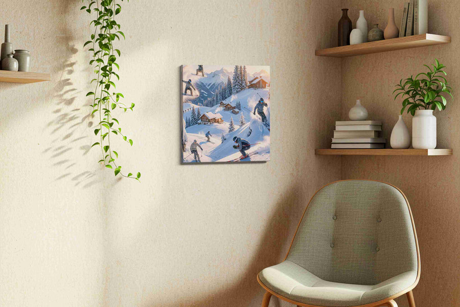Winter Thrill Ride winter canvas print, displayed in a living room
