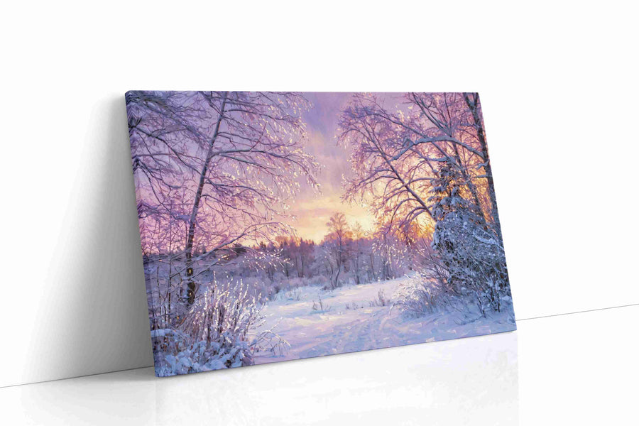 Winter's Tranquil Embrace winter canvas print gallery-wrapped landscape canvas studio shot