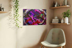 Celestial Chaos Symphony abstract canvas print styled in a living room