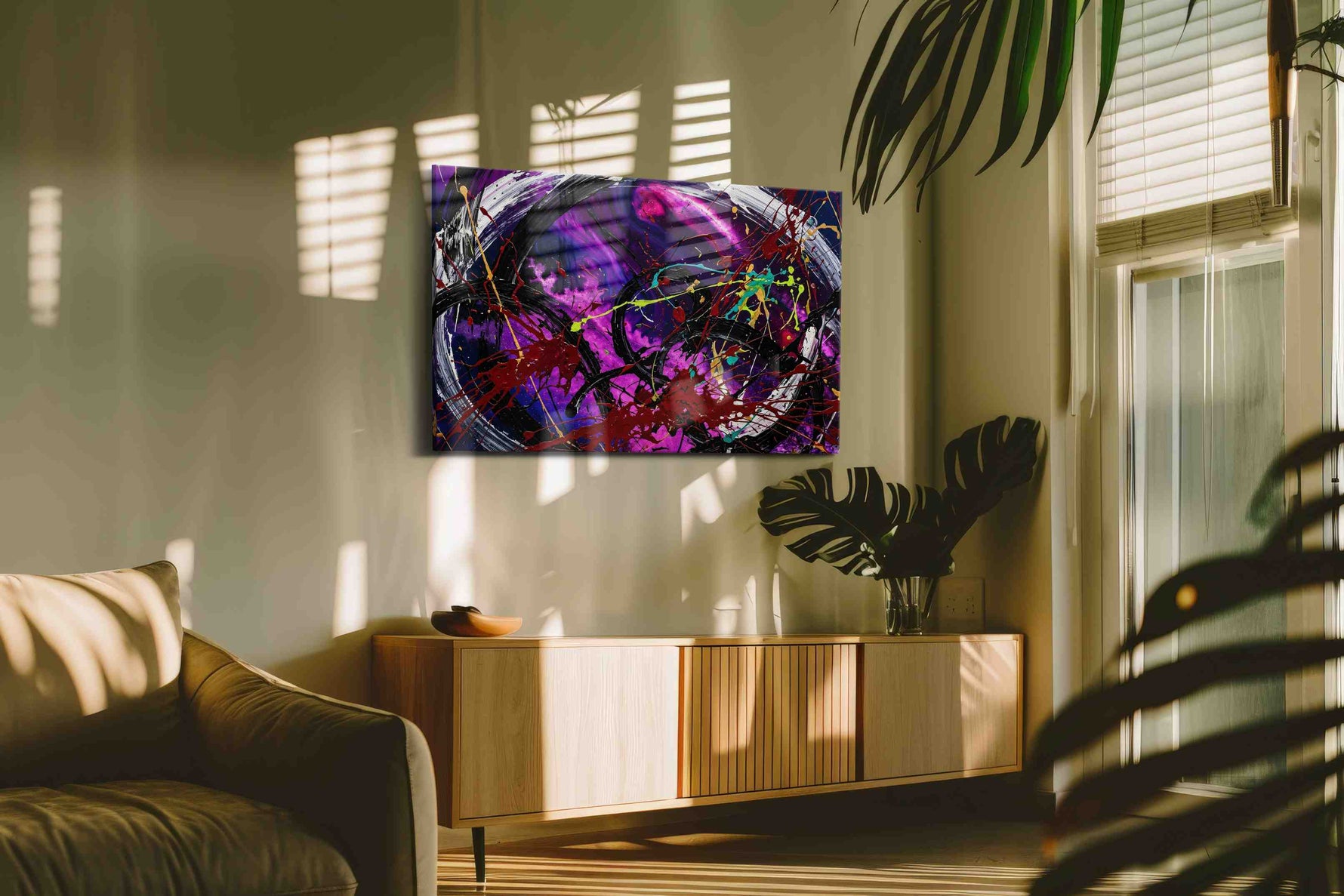 Celestial Chaos Symphony abstract canvas print, on wall, lifestyle preview