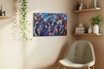 Cosmic Symphony of Chaos abstract canvas print, displayed in a living room