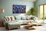 Cosmic Symphony of Chaos abstract canvas print, hanging on wall