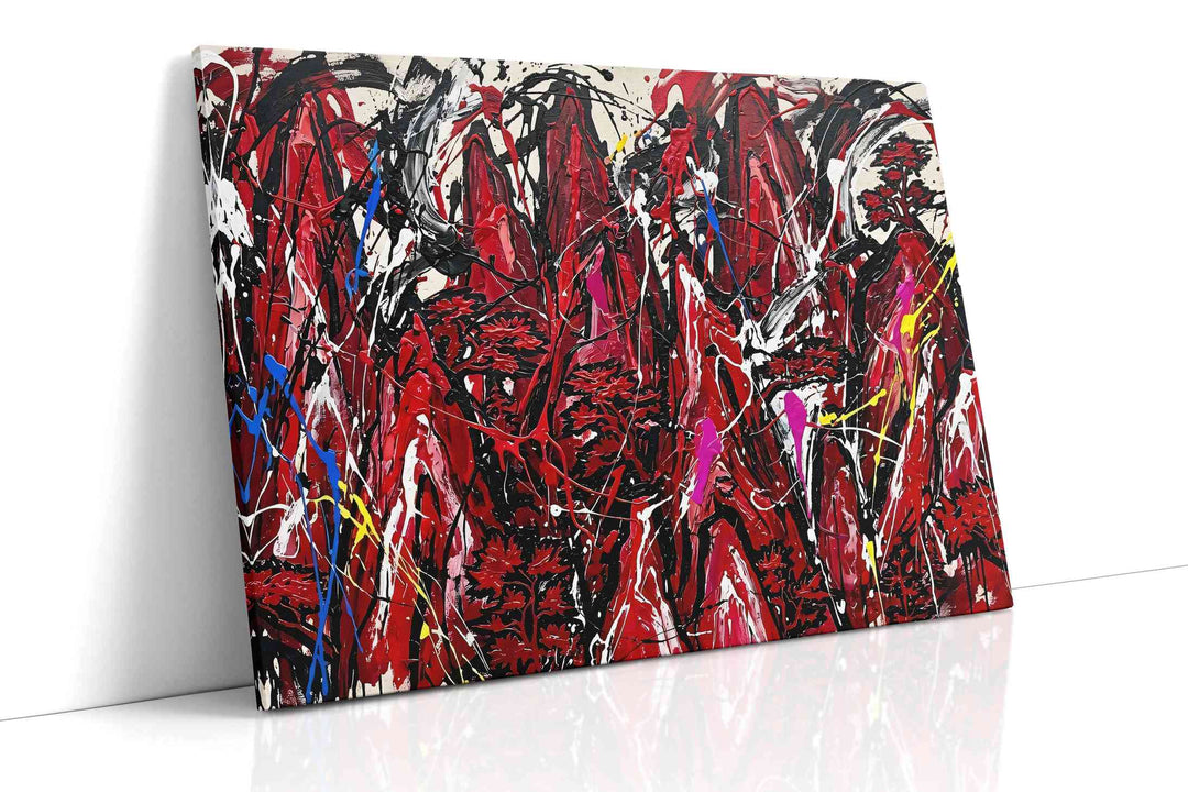 Crimson Eruption Symphony - Abstract Art, Modern Wall Art, Contemporary Canvas Art
