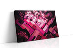 Crimson Geometric Blooms abstract canvas print gallery-wrapped landscape canvas studio shot