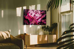 Crimson Geometric Blooms abstract canvas print, on wall, lifestyle preview