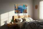 Ebb and Flow of Liquid Dreams abstract canvas print, displayed in a bedroom