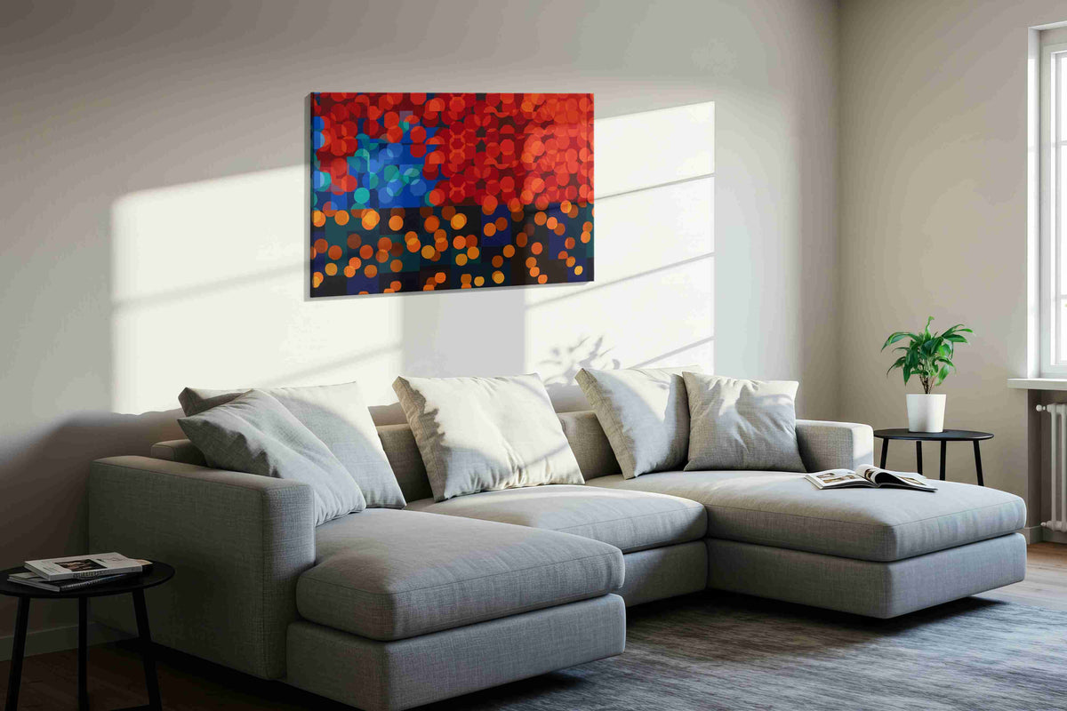 Electric Symphony of Colors abstract canvas print, displayed in a living room