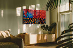 Electric Symphony of Colors abstract canvas print in a hung canvas mockup