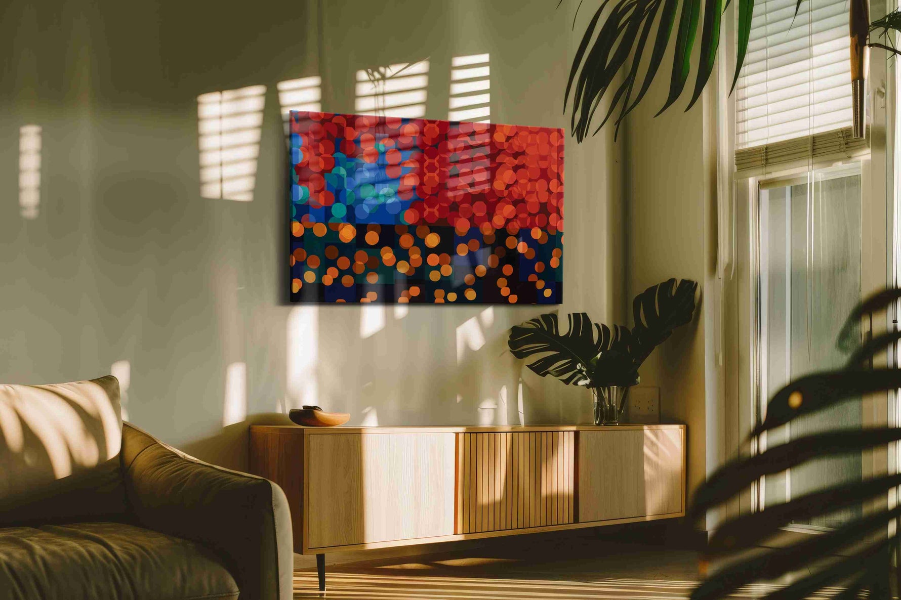 Electric Symphony of Colors abstract canvas print in a hung canvas mockup
