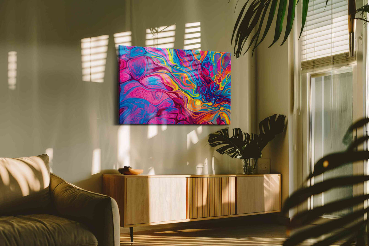 Ethereal Kaleidoscope Dance abstract canvas print in a hung canvas mockup