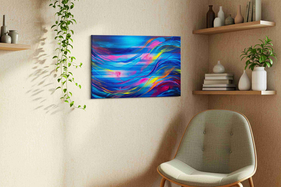 Luminous Currents of Emotion abstract canvas print, hanging on wall — view 3