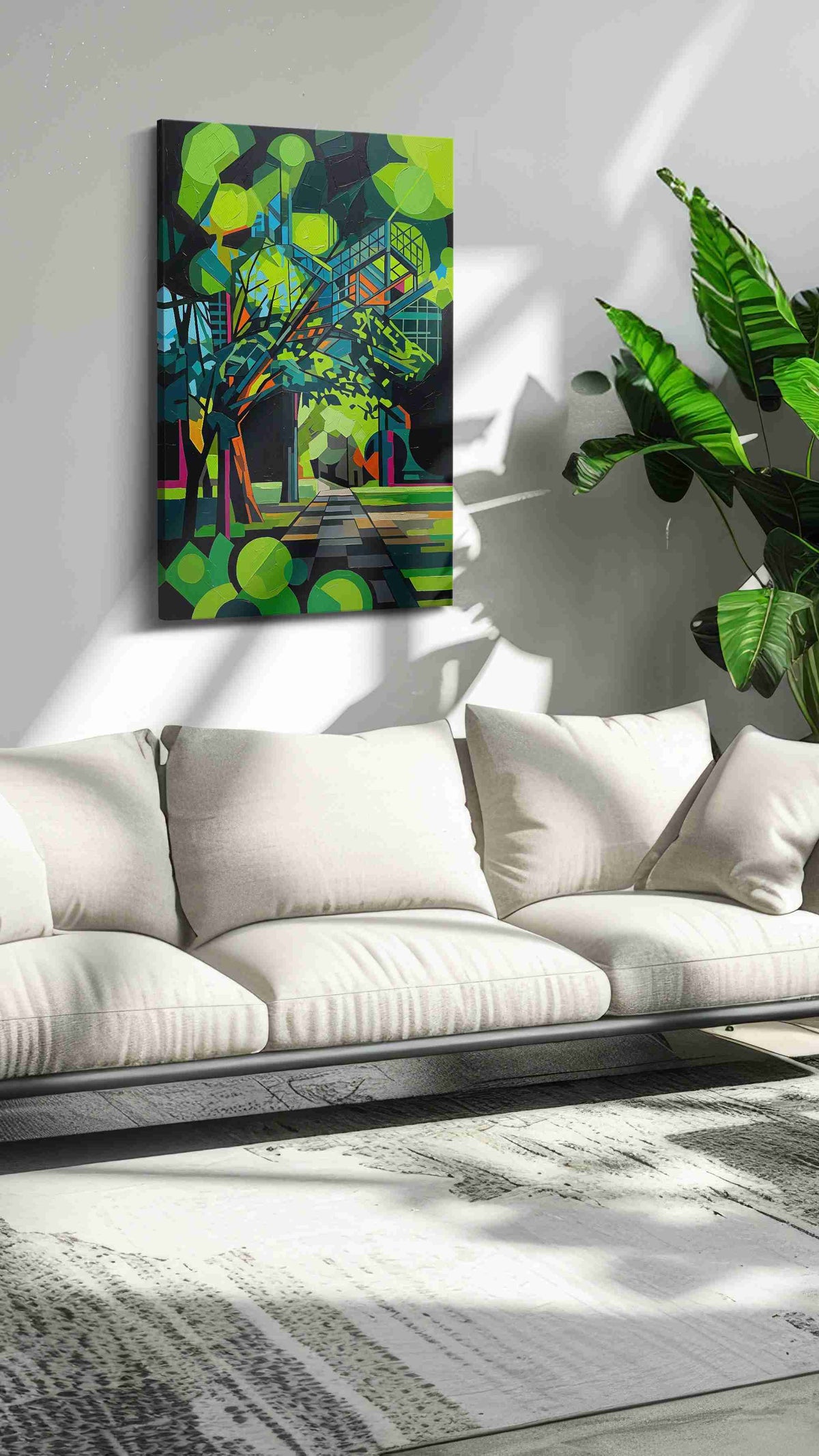 Prismatic Pathway to Serenity abstract canvas print in a hung canvas mockup