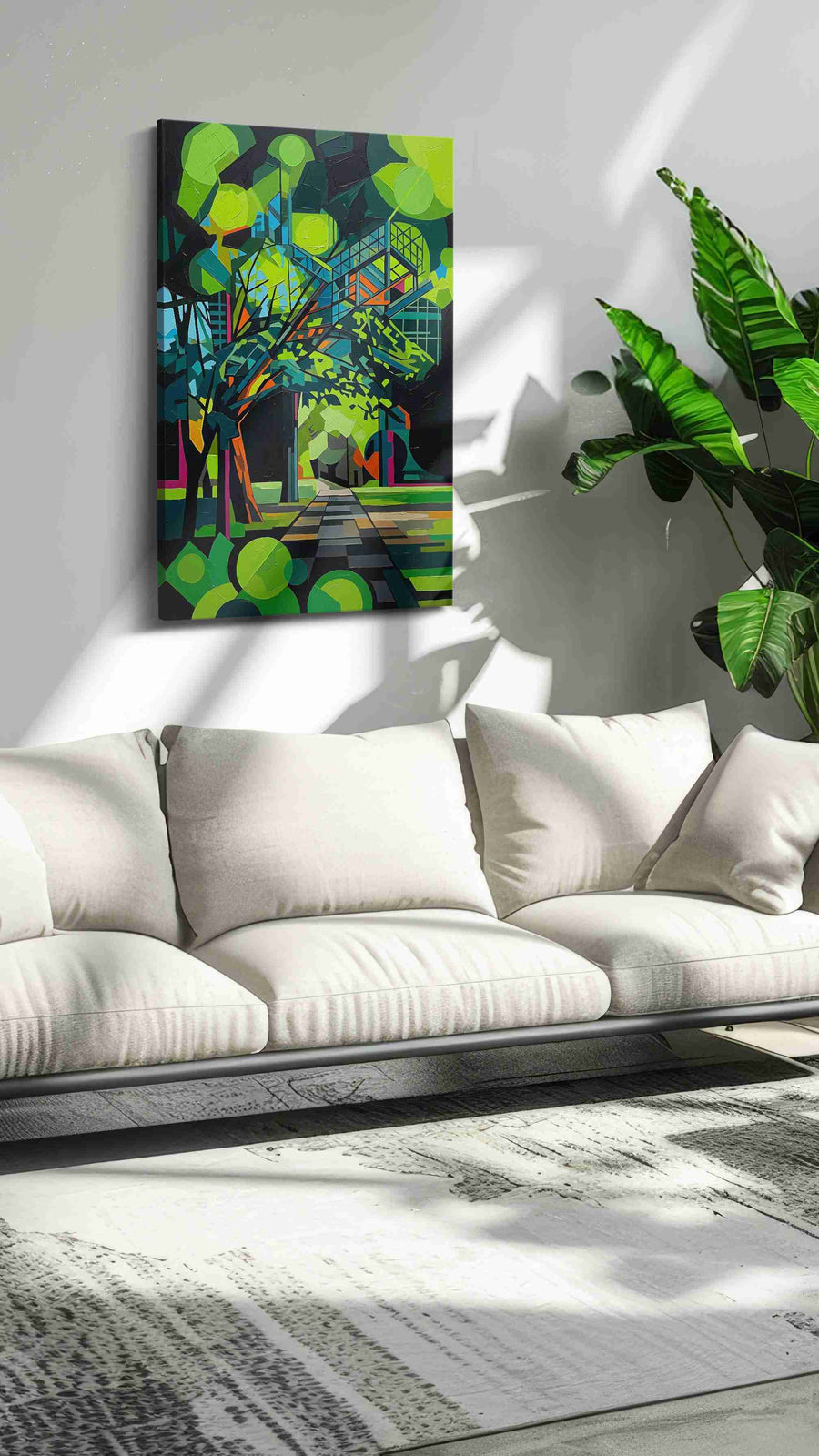 Prismatic Pathway to Serenity abstract canvas print in a hung canvas mockup