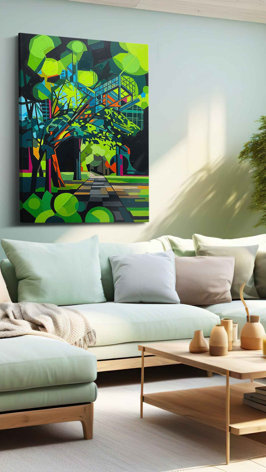 Prismatic Pathway to Serenity abstract canvas print, hanging on wall