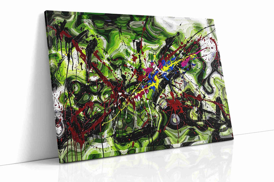 Verdant Chaos Symphony abstract canvas print, gallery-wrapped, ready to hang