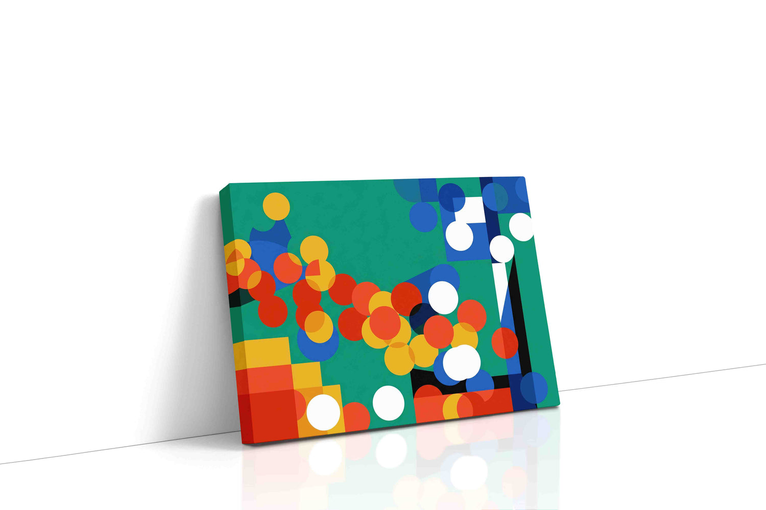 Vibrant Harmony Geometric Dance abstract canvas print, gallery-wrapped, ready to hang
