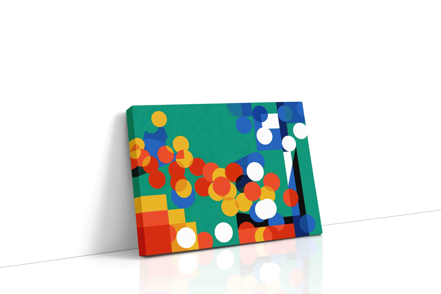 Vibrant Harmony Geometric Dance abstract canvas print, gallery-wrapped, ready to hang