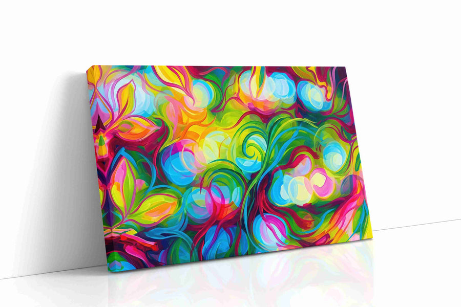 Whirlwind of Vibrant Dreams abstract canvas print gallery-wrapped landscape canvas studio shot