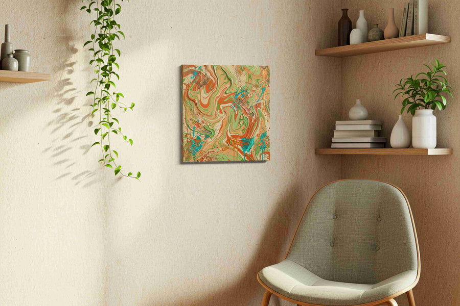 Whispers of the Earth’s Palette abstract canvas print, hanging on wall — view 3