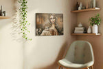 Ethereal Reverie in Sepia boho canvas print, displayed in a living room