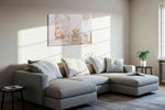 Serenity in Sunlit Corners boho canvas print, displayed in a living room