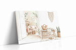 Serenity in Sunlit Corners boho canvas print, gallery-wrapped, ready to hang