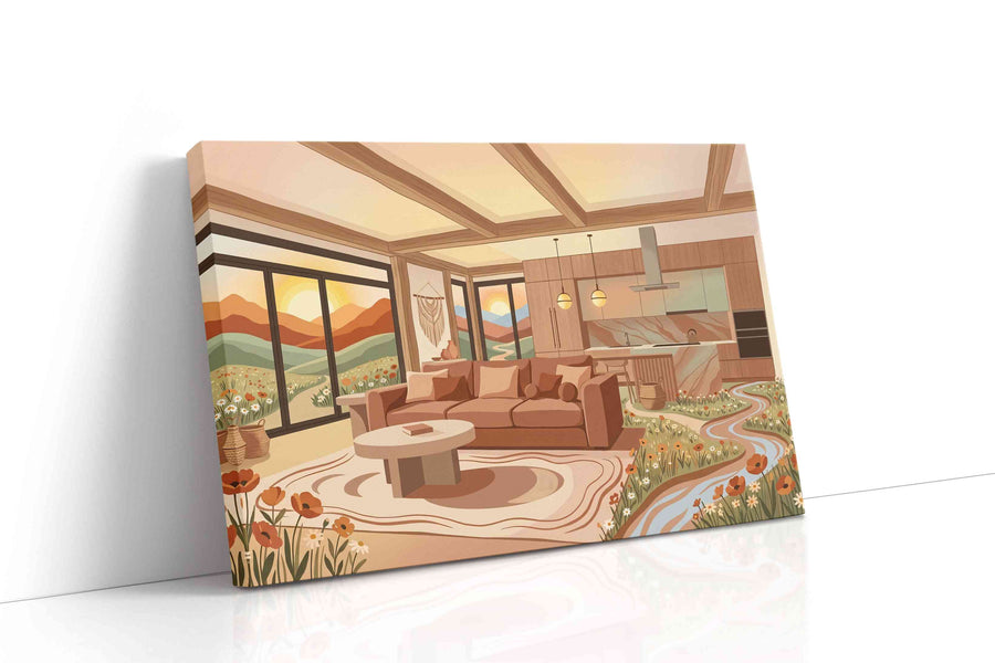 Sunlit Serenity Haven boho canvas print, gallery-wrapped, ready to hang