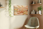 Sunlit Serenity Haven boho canvas print styled in a living room