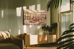 Sunlit Serenity Haven boho canvas print, on wall, lifestyle preview
