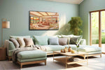 Sunlit Serenity Haven boho canvas print, hanging on wall