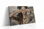 Veiled Visions in Sepia boho canvas print, gallery-wrapped, ready to hang
