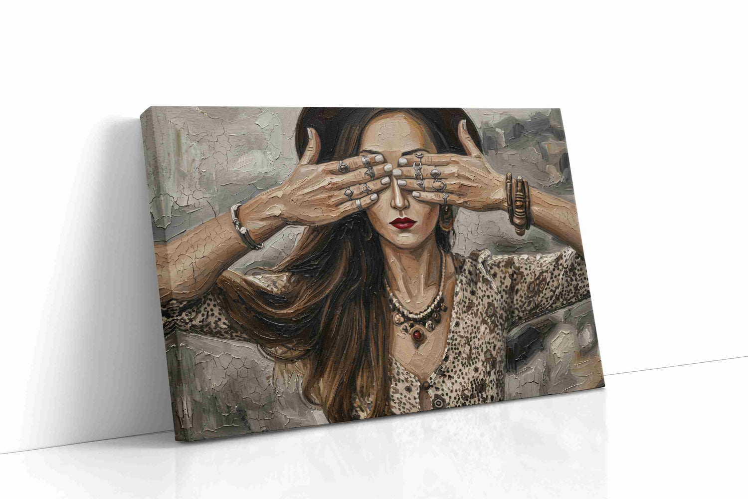 Veiled Visions in Sepia boho canvas print, gallery-wrapped, ready to hang