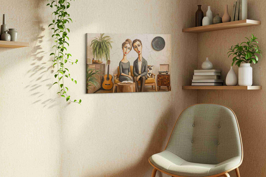 Whimsical Serenade in Stillness boho canvas print, hanging on wall — view 3