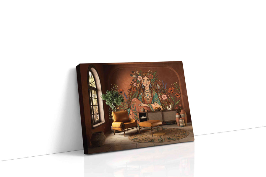Whispers of the Earth Goddess boho canvas print, gallery-wrapped, ready to hang