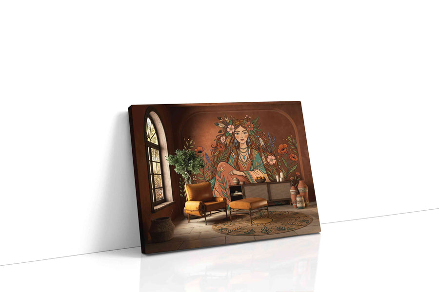 Whispers of the Earth Goddess boho canvas print gallery-wrapped landscape canvas studio shot