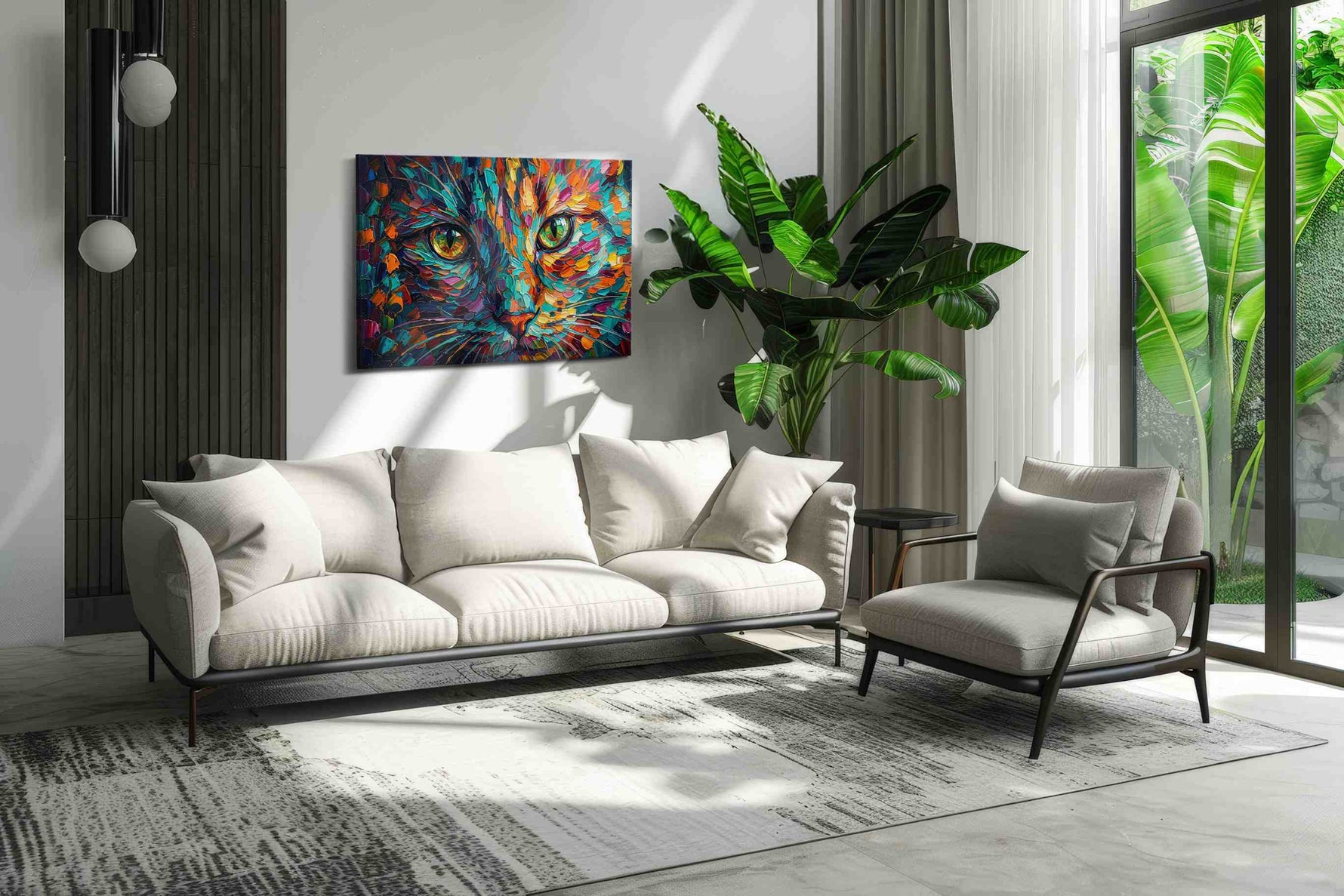 Prismatic Feline Dreams cats canvas print, on wall, lifestyle preview