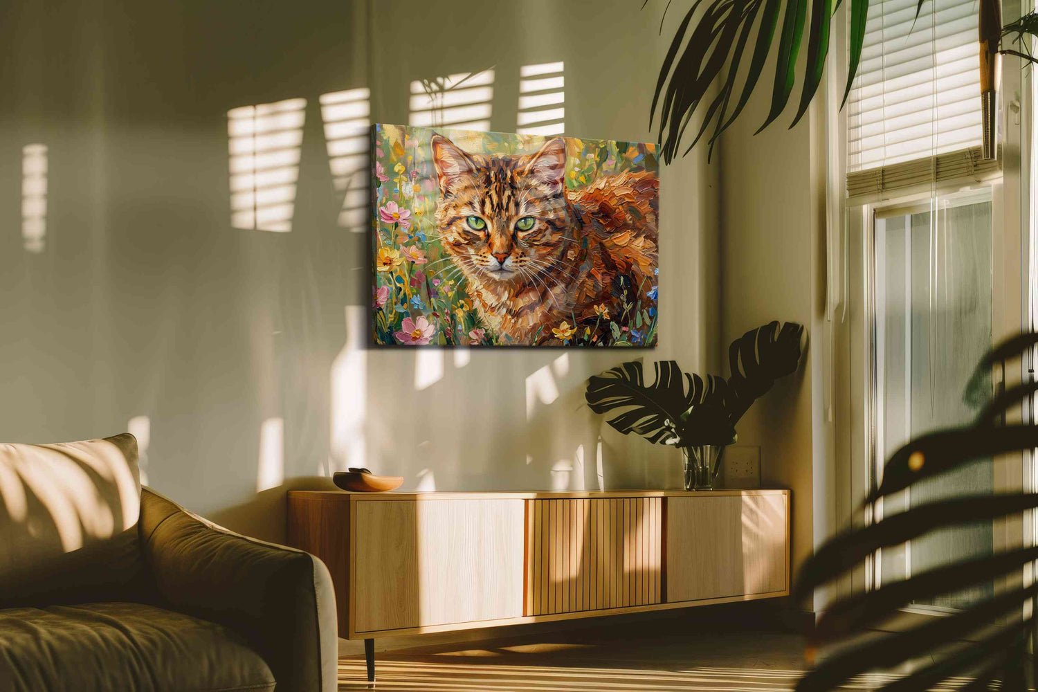 Whiskered Wildflowers Symphony - Cat Wall Art, Cat Canvas Print, Cat Lover Gift