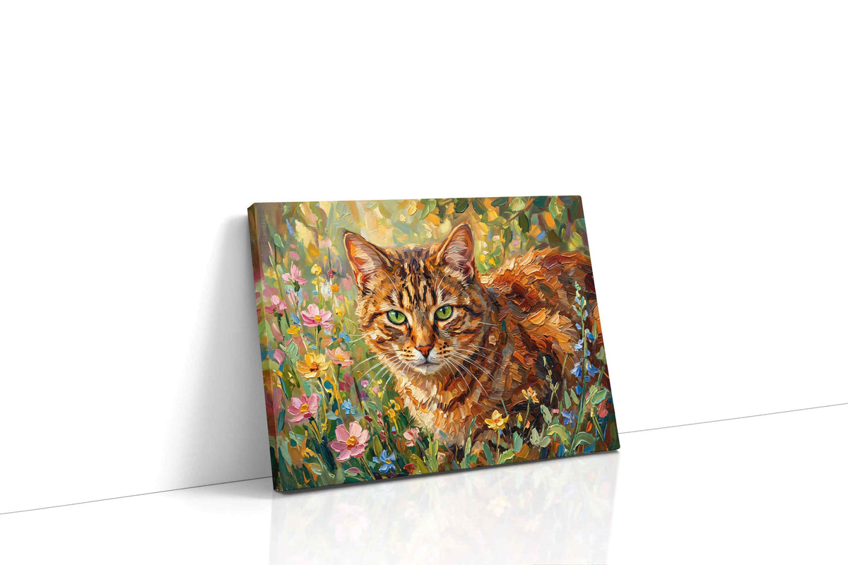 Whiskered Wildflowers Symphony cats canvas print gallery-wrapped landscape canvas studio shot