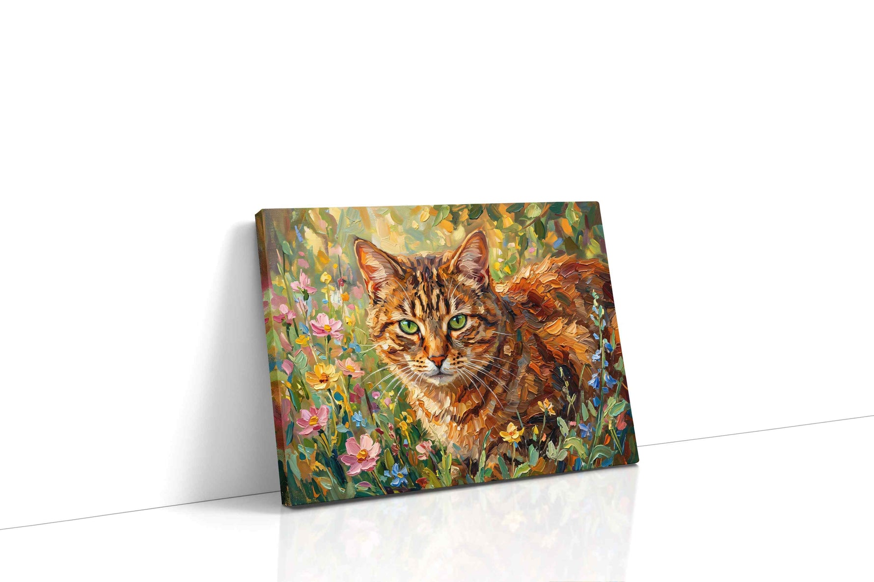 Whiskered Wildflowers Symphony cats canvas print gallery-wrapped landscape canvas studio shot