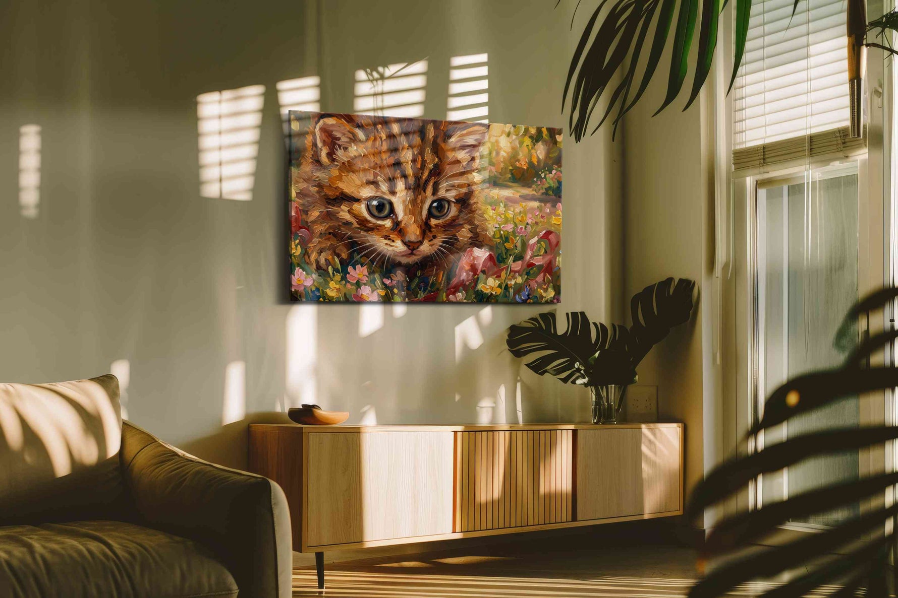 Whiskers in Wildflower Dream - Cat Wall Art, Cat Canvas Print, Cat Lover Gift