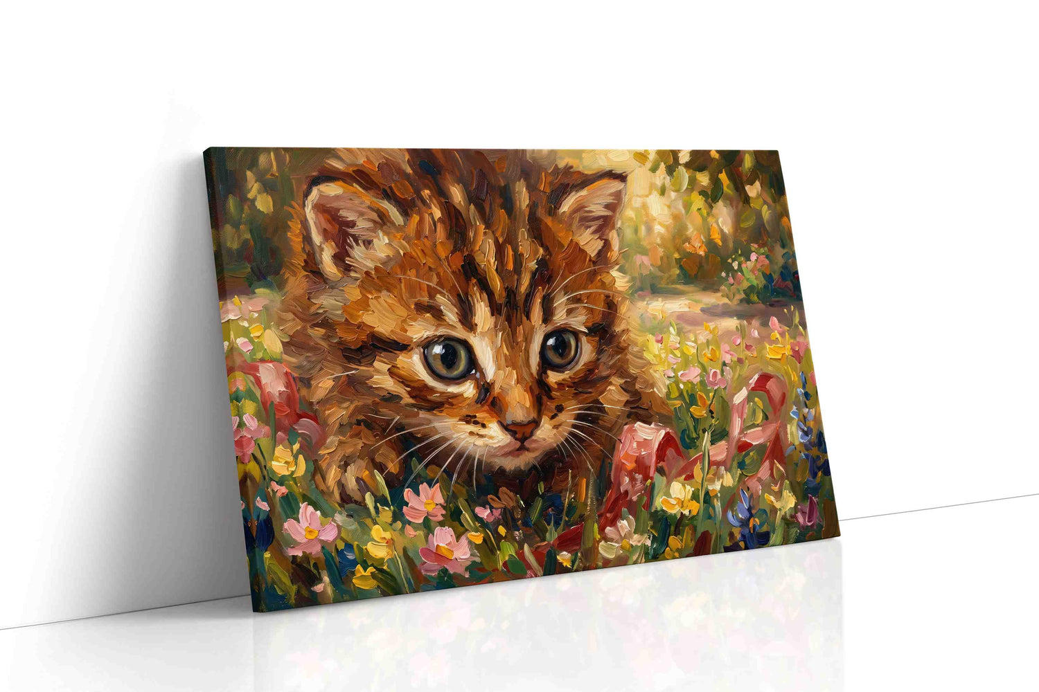 Whiskers in Wildflower Dream cats canvas print, gallery-wrapped, ready to hang